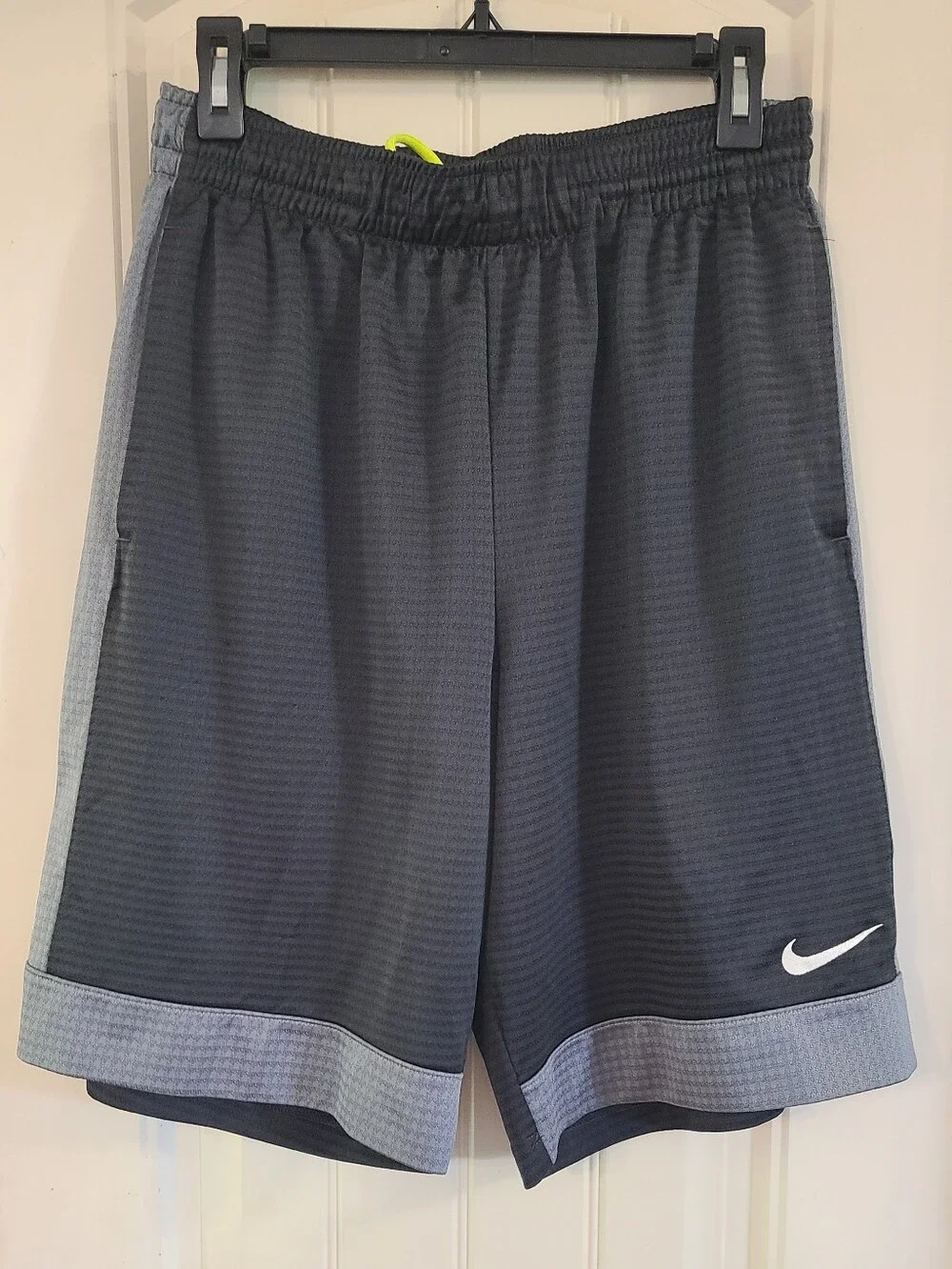 Nike Men's Black Athletic Shorts with Light Gray Accents Size L